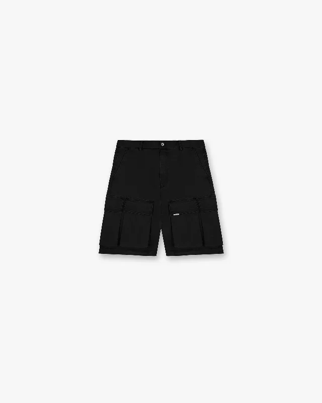 Baggy Cotton Cargo Short - Black