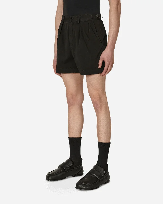 Pleated Cotton Shorts Black