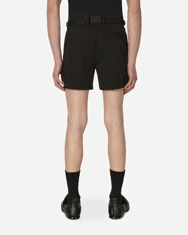 Pleated Cotton Shorts Black