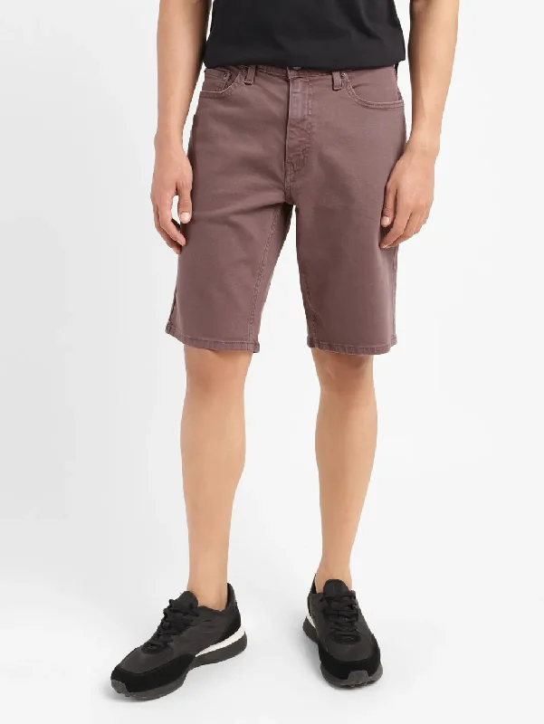 Men's Burgundy Regular Fit Shorts