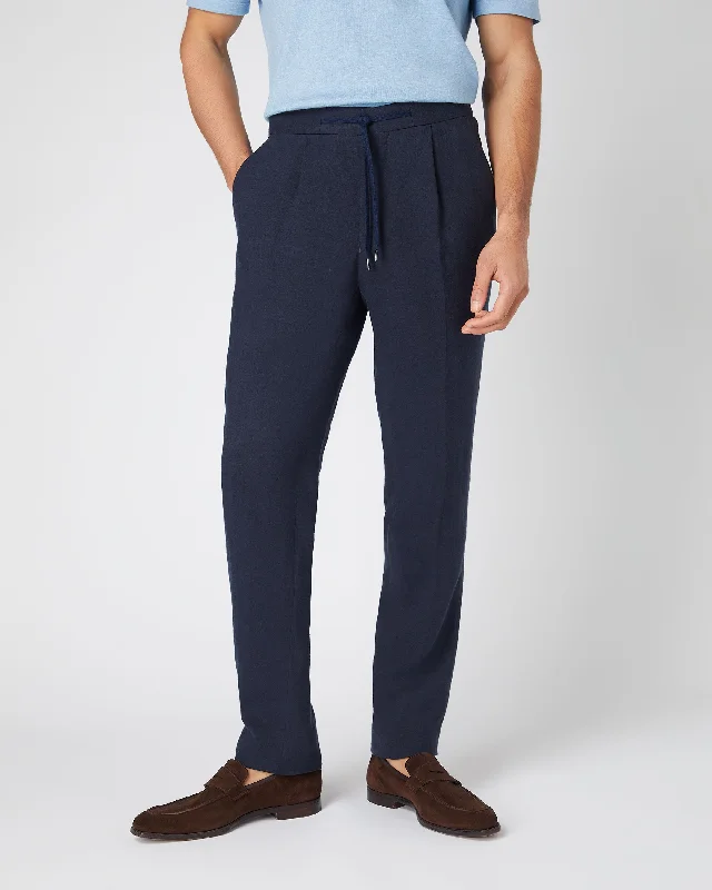 Men's Sorrento Linen Drawstring Pants Navy Blue