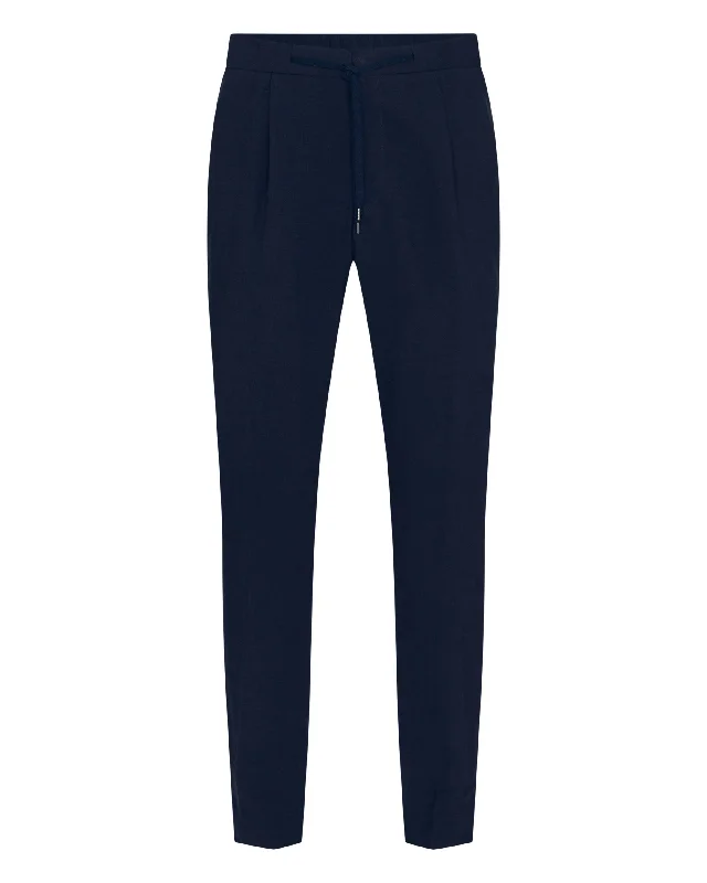 Men's Sorrento Linen Drawstring Pants Navy Blue