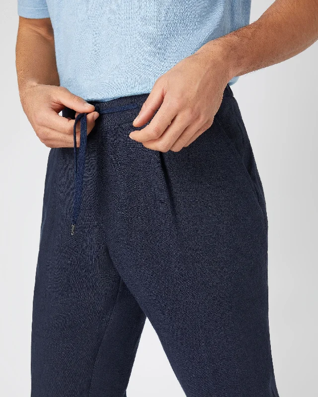 Men's Sorrento Linen Drawstring Pants Navy Blue