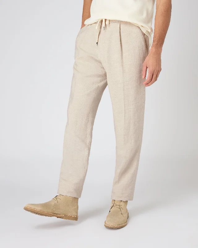 Men's Sorrento Linen Drawstring Pants Sand Brown