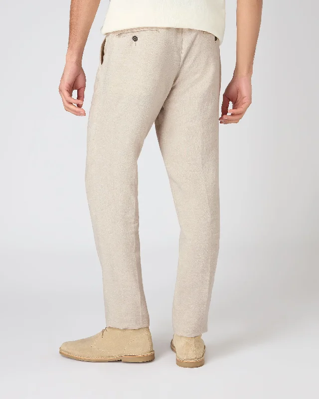 Men's Sorrento Linen Drawstring Pants Sand Brown