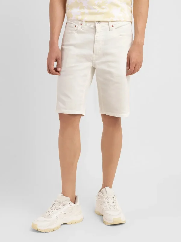 Men's White Regular Fit Shorts