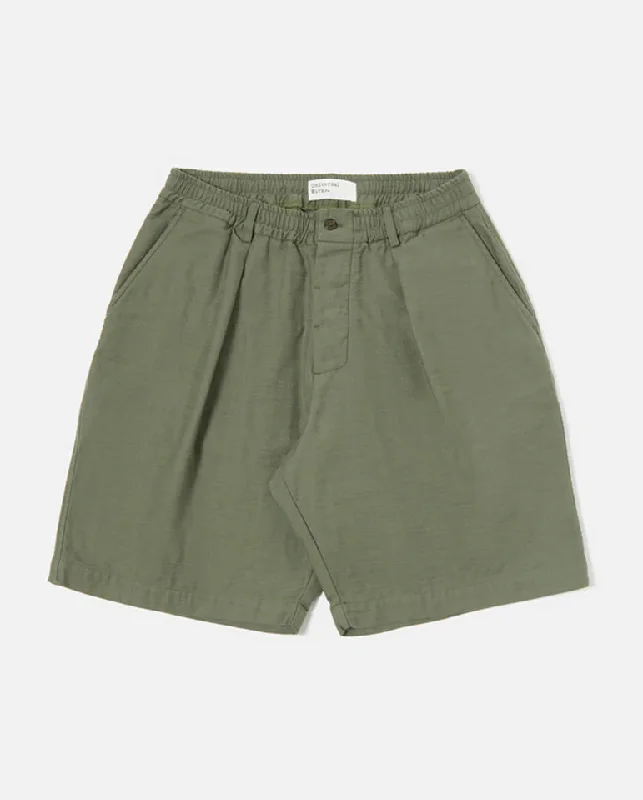 Pleated Track Shorts OLIVE