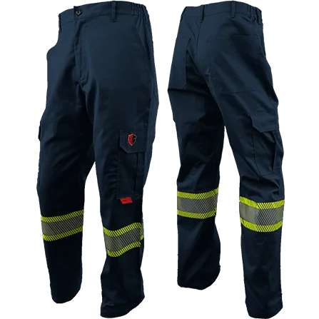 Atlas AR/FR Navy Cargo Pants W/ 4""Yellow/Silver segmented reflective 4054NB