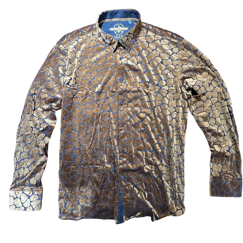 Barabas Rock Formation Velvet Button Up Shirt