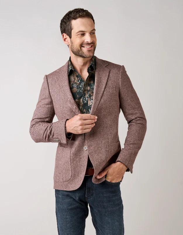 Batten Dusty Maroon Herringbone Blazer