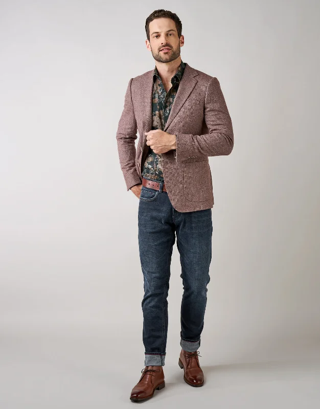 Batten Dusty Maroon Herringbone Blazer