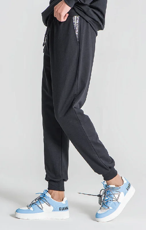 Black Overlap Loose Joggers