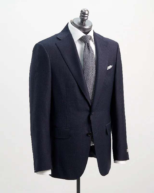 Tonal Prince Of Wales Super 130's Navy Suit