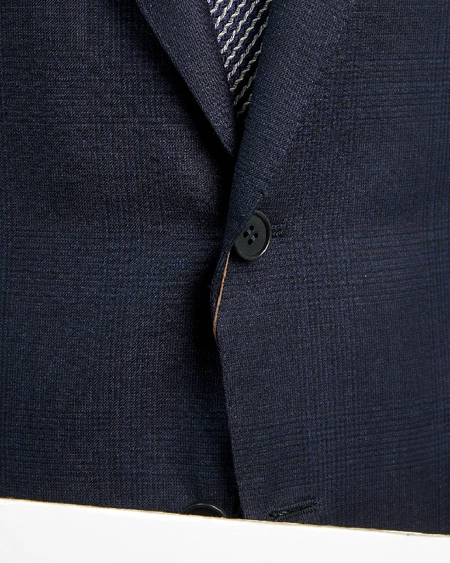 Tonal Prince Of Wales Super 130's Navy Suit