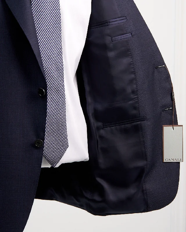 Tonal Prince Of Wales Super 130's Navy Suit