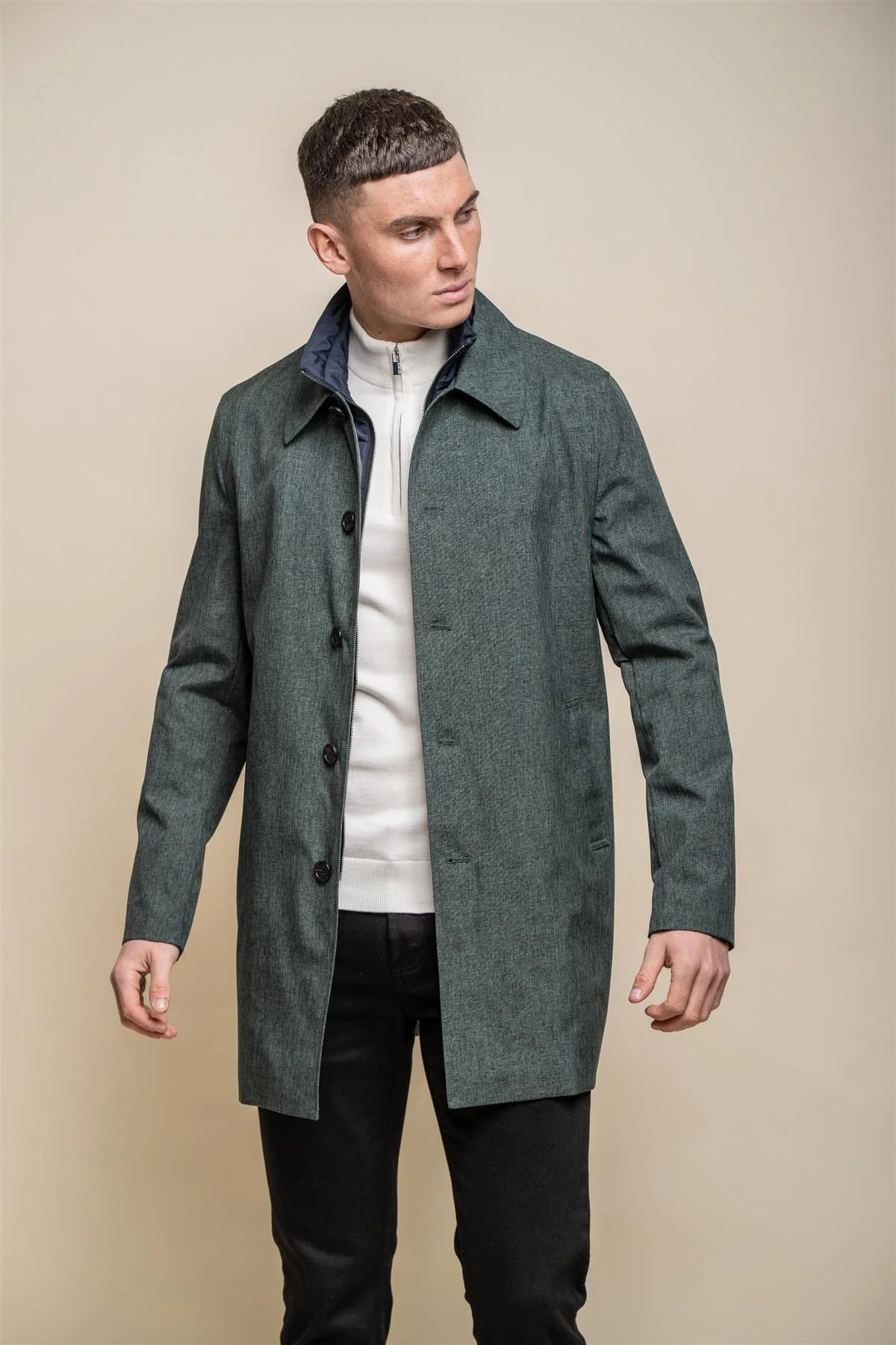 Cavani Brando Mac Coat in Khaki