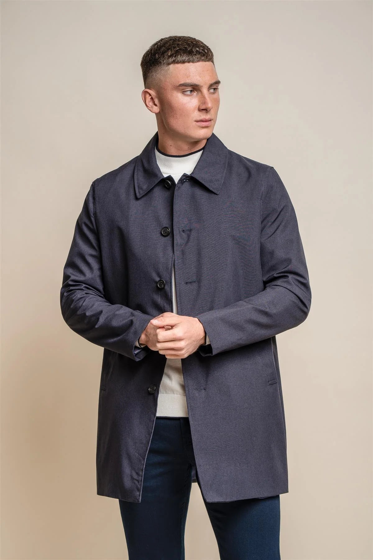 Cavani Brando Mac Coat in Navy