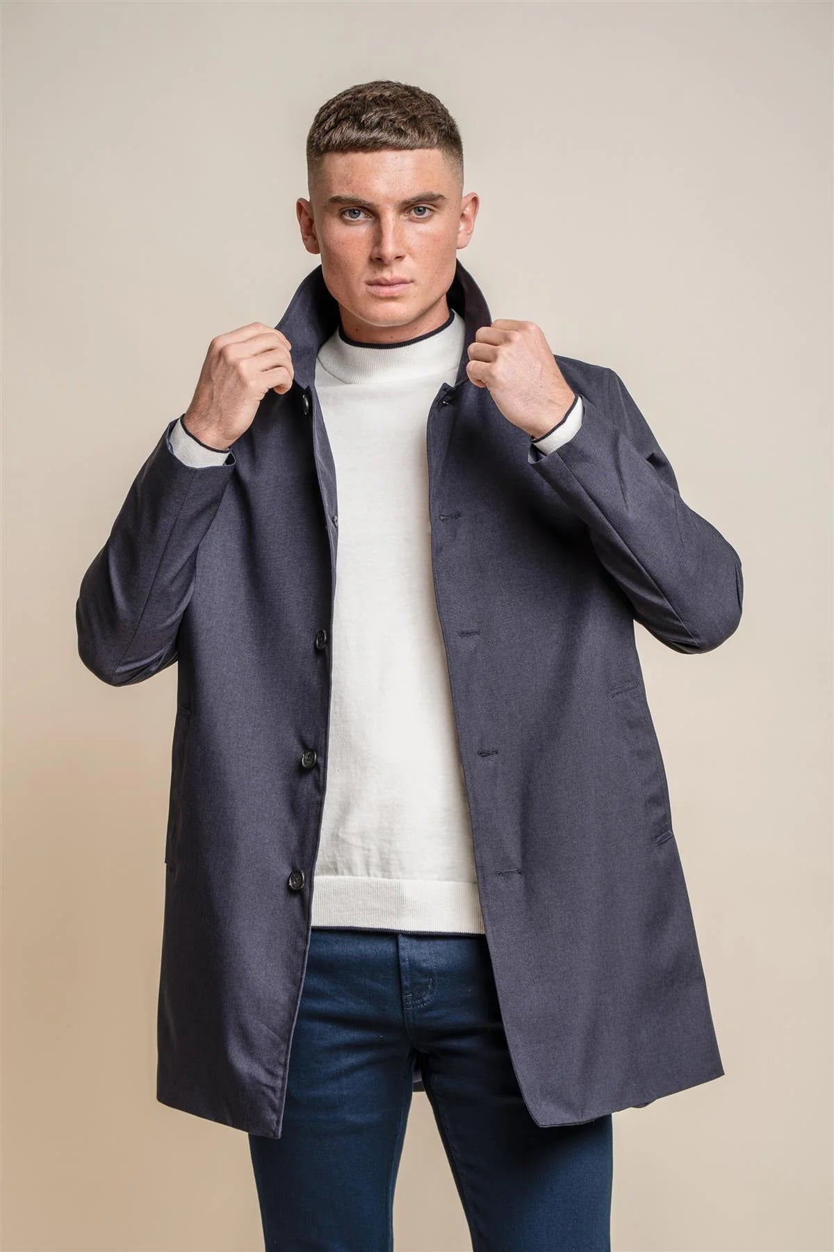 Cavani Brando Mac Coat in Navy