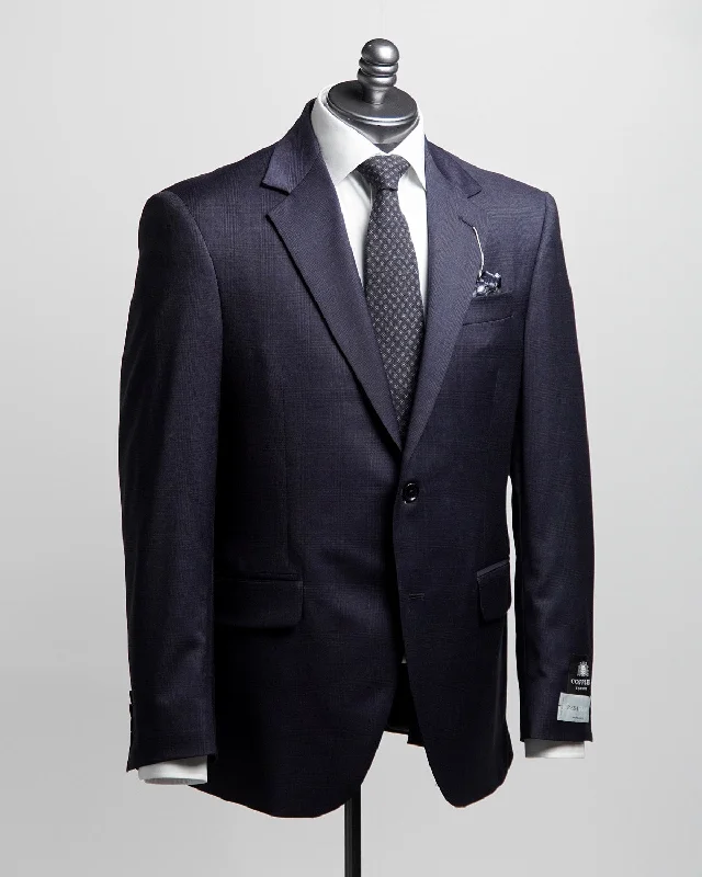 Navy & Black Stretch Super 110's Wool Prince Of Wales Suit