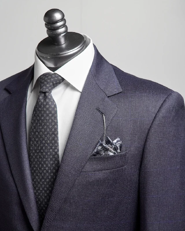 Navy & Black Stretch Super 110's Wool Prince Of Wales Suit