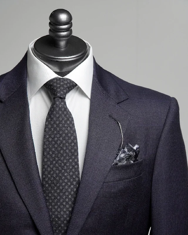 Navy & Black Stretch Super 110's Wool Prince Of Wales Suit