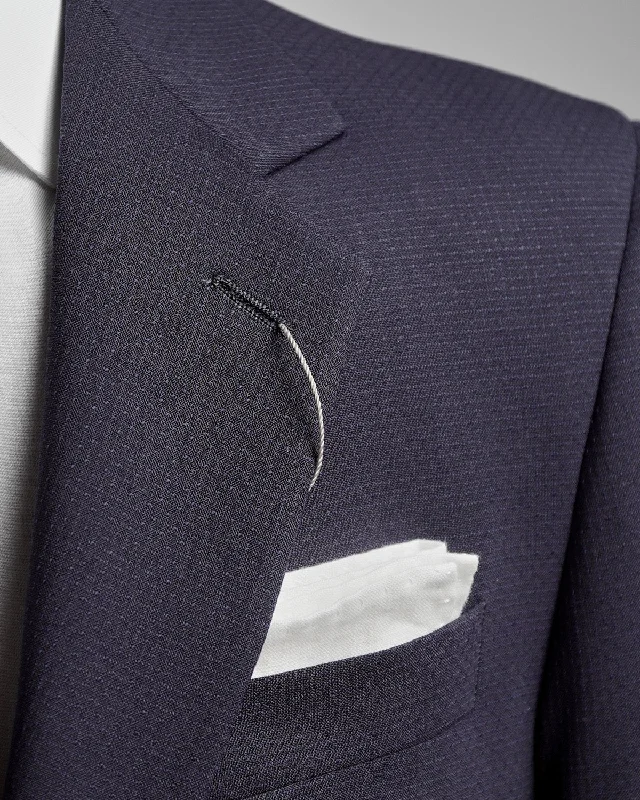 Navy Stretch Wool Dot Jacquard All Season Suit