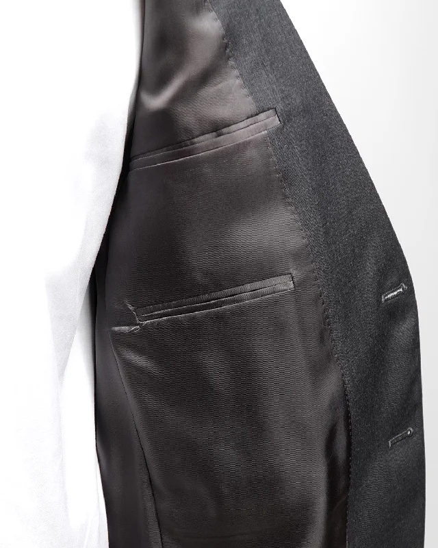 Solid Charcoal Super 100's Twill All Season Suit