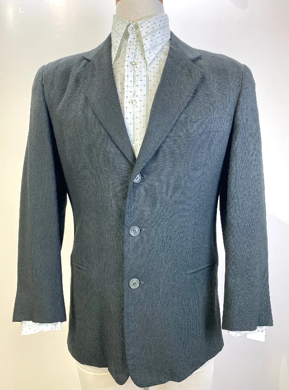 Early 1990s Vintage Dark Green Silk Men's Designer Blazer, C40R