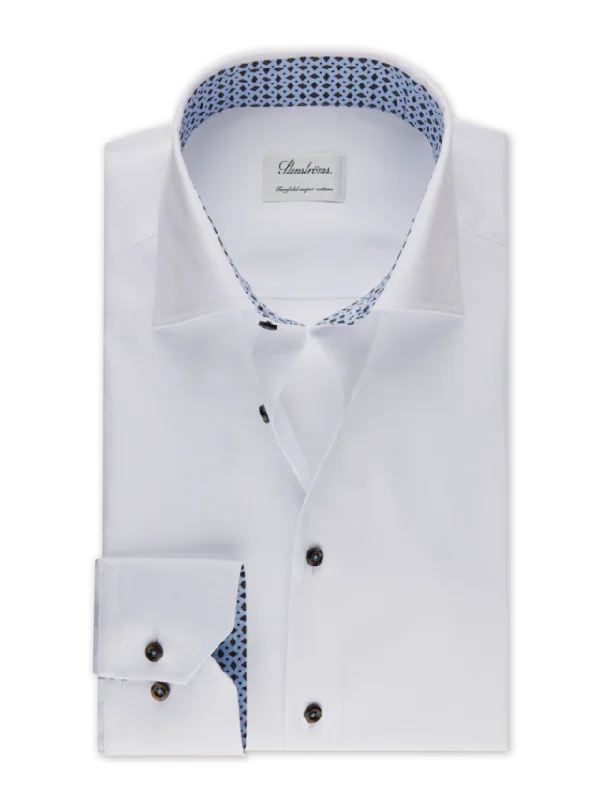 Fitted Body White Contrast Twill Shirt 684771 0547 000