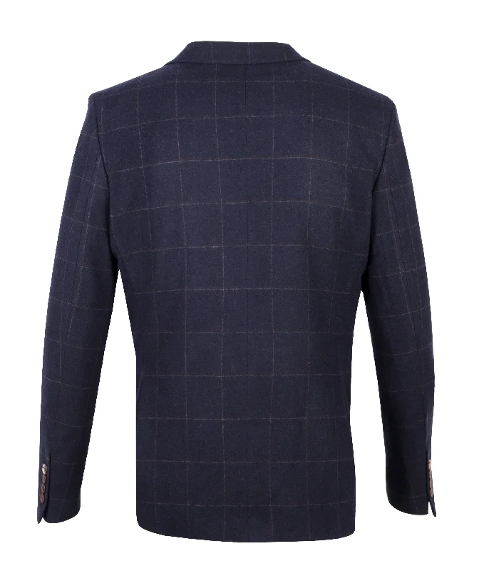 Fratelli Uniti Windowpane Check Navy Blazer