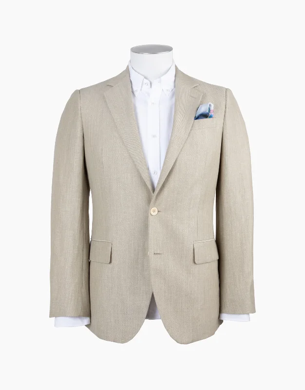 Hawker Bone Linen-Wool Blend Twill Blazer