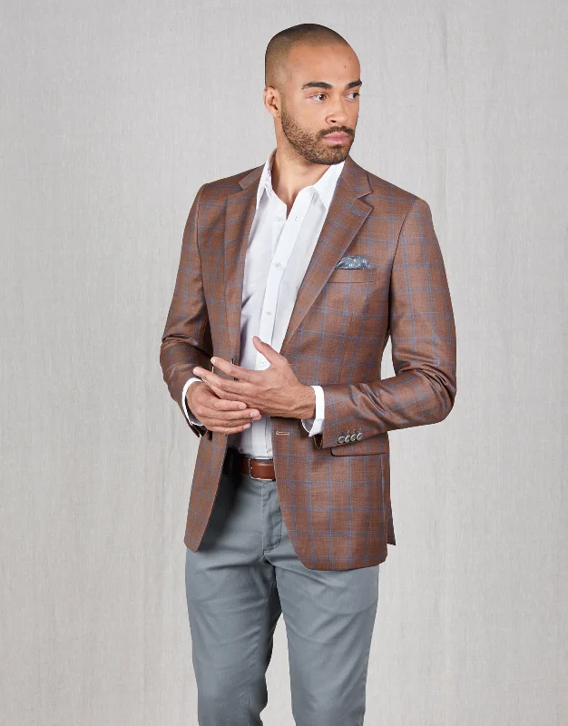 Hawker Brick Orange & Blue Check Blazer