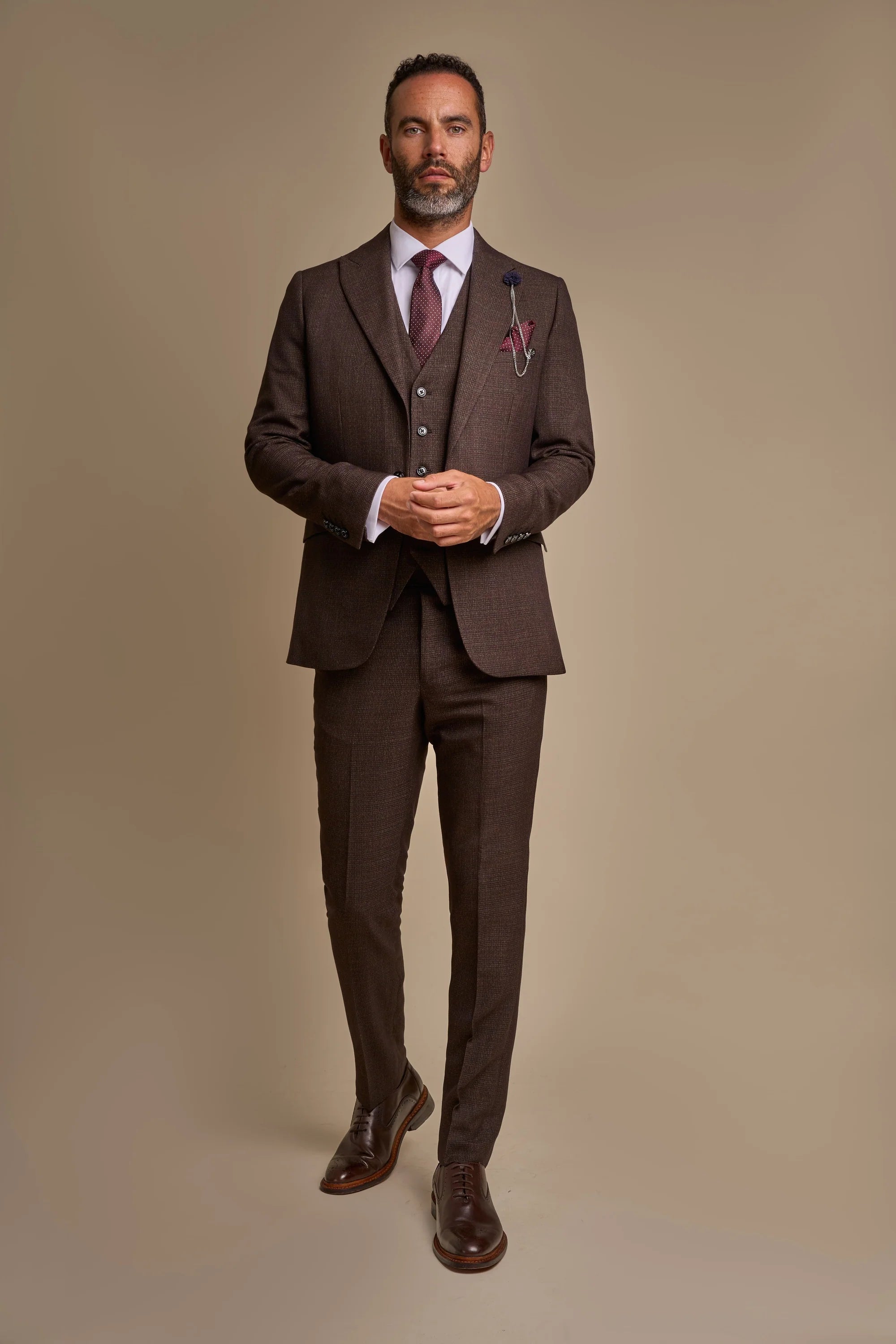 Cavani Caridi Brown Three Piece Suit