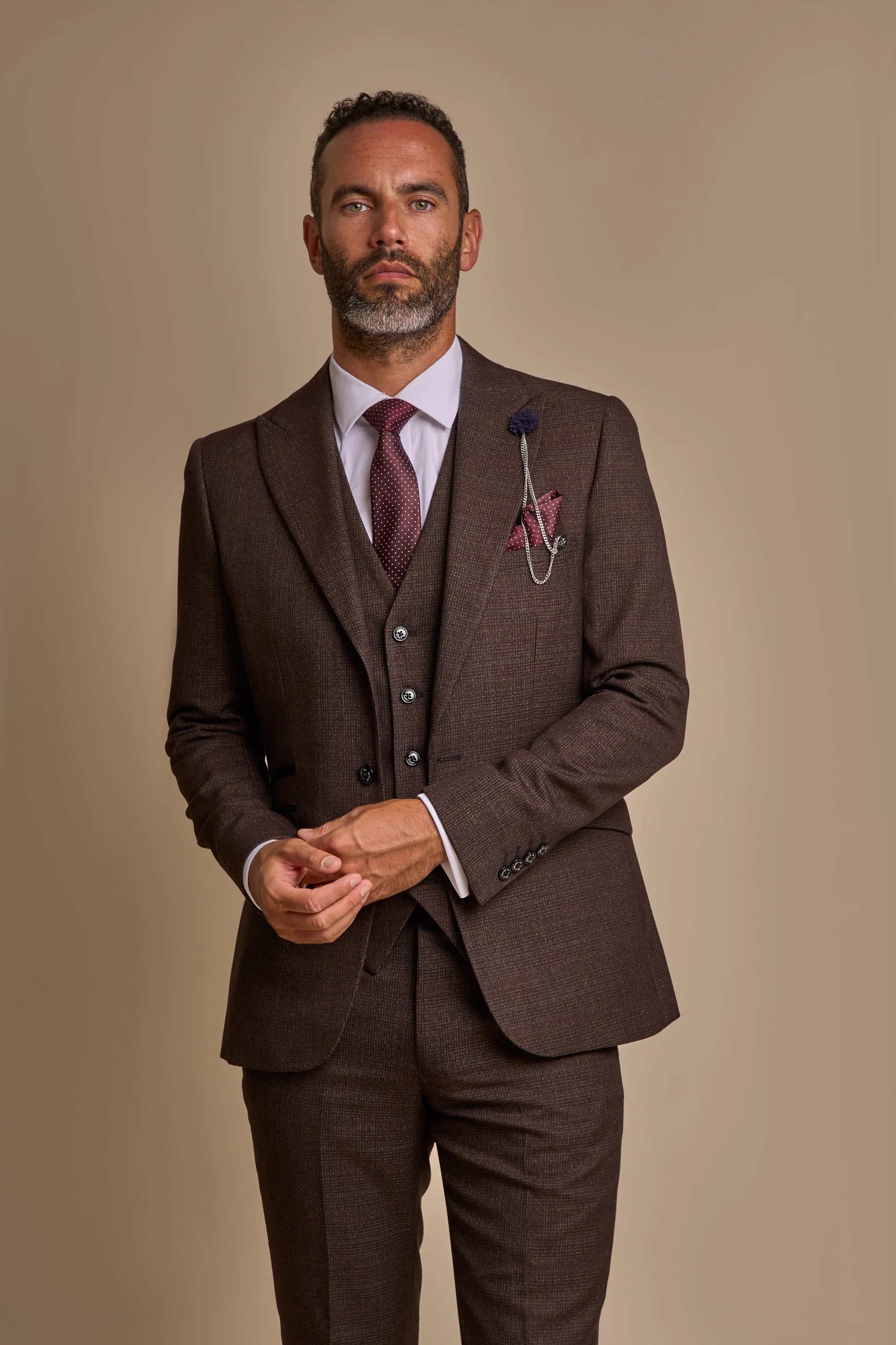 Cavani Caridi Brown Three Piece Suit