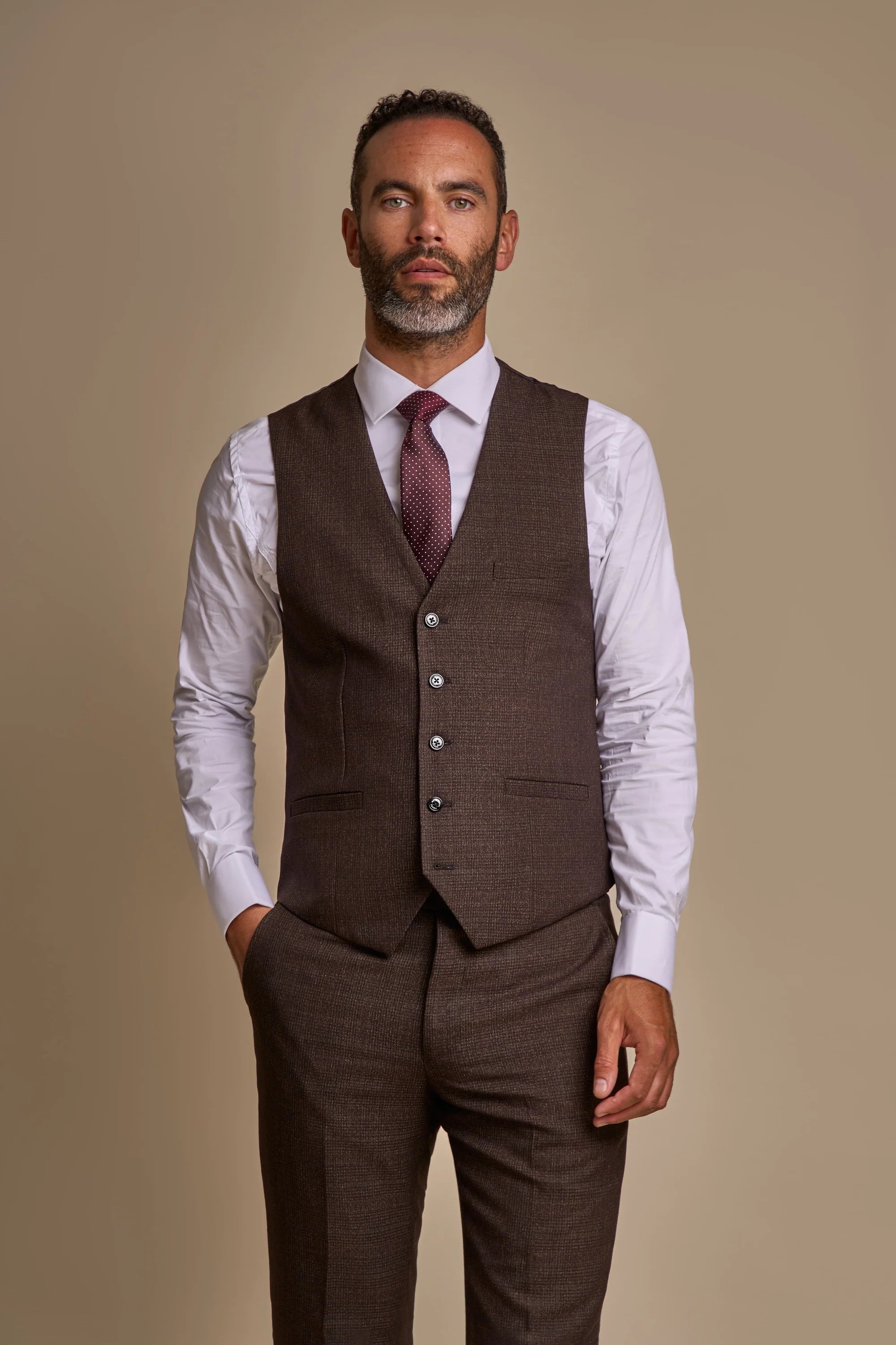 Cavani Caridi Brown Three Piece Suit