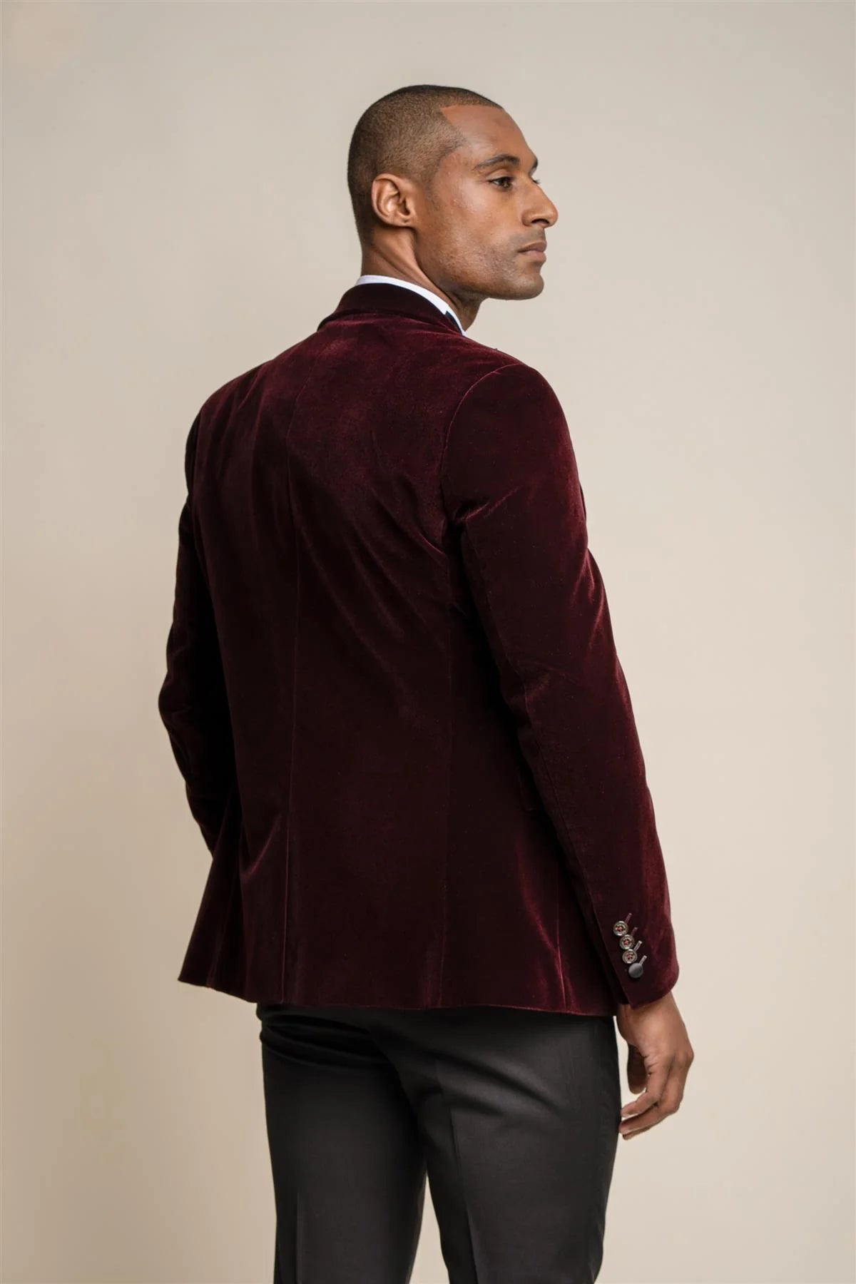 House of Cavani Rosa Wine Velvet Blazer