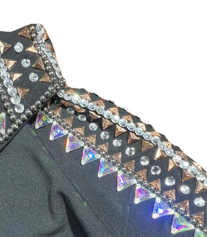 Kashani Black Royal Hyper Crystal Button-Up Zip Shirt