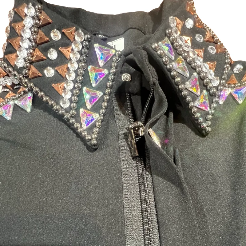 Kashani Black Royal Hyper Crystal Button-Up Zip Shirt