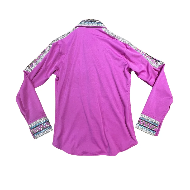 Kashani Fuchsia Pink Royal Hyper Crystal Button-Up Zip Shirt