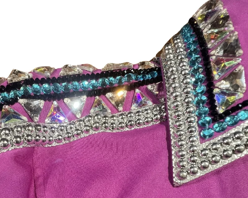 Kashani Fuchsia Pink Royal Hyper Crystal Button-Up Zip Shirt