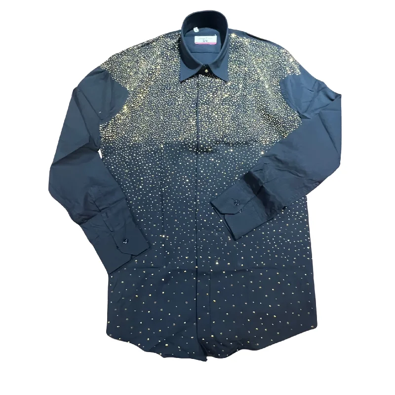 Lorenzzo Franco Black Gold Crystal Button Up Shirt