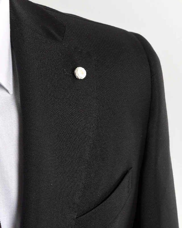 Mantua Super 130S Black All Season Solid Wool Suit