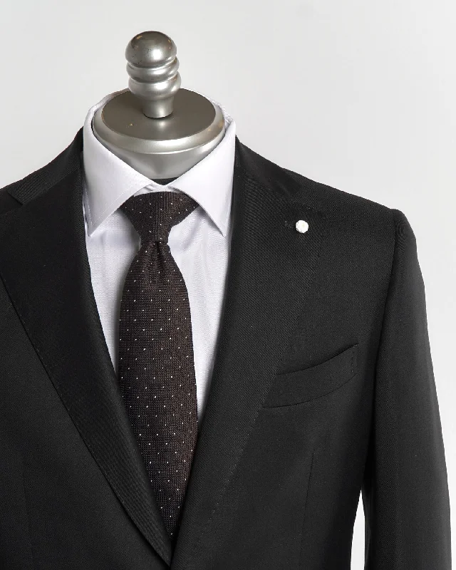 Mantua Super 130S Black All Season Solid Wool Suit