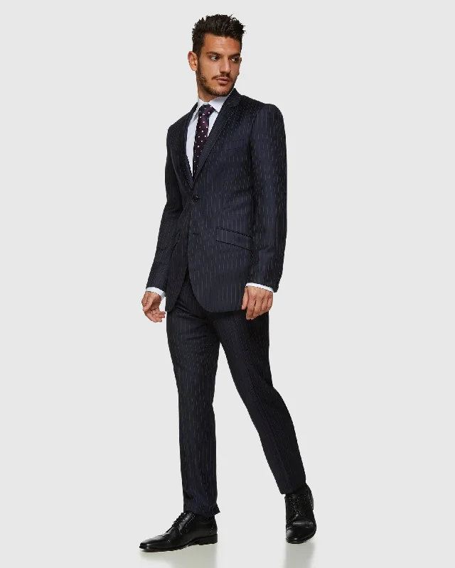 Navy Pinstripe Wool Suit Set