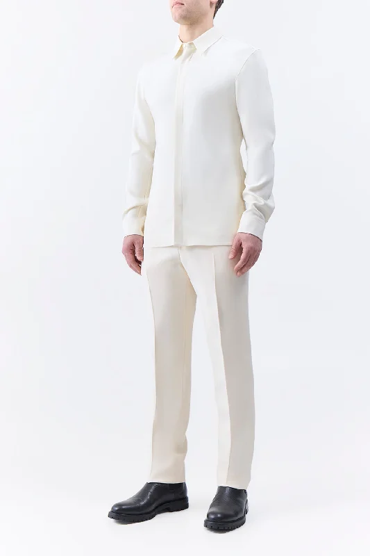 Nicolas Shirt in Ivory Silk Wool Cady