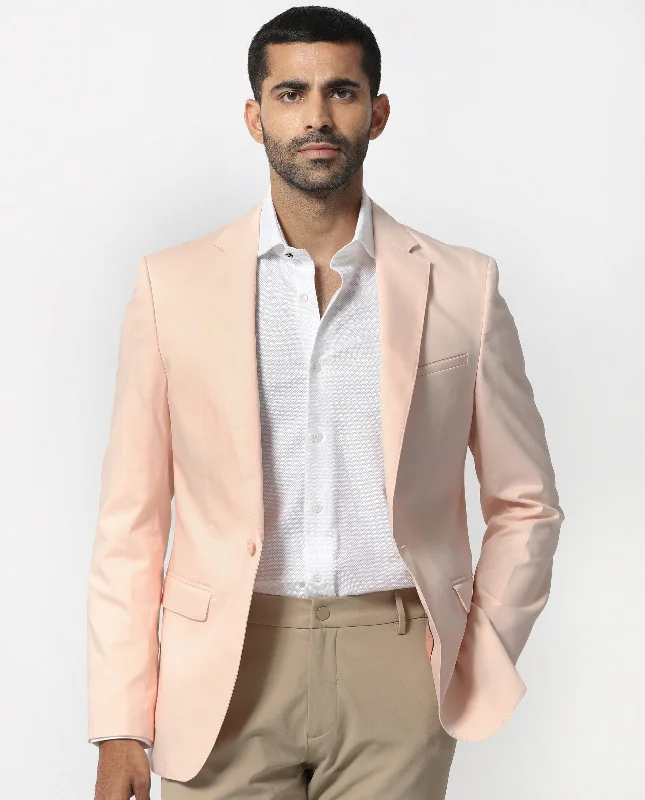 Rare Rabbit Men's Peyton Pastel Pink Polyester Viscose Fabric Notch Lapel Single Breasted Tailored Fit Solid Blazer