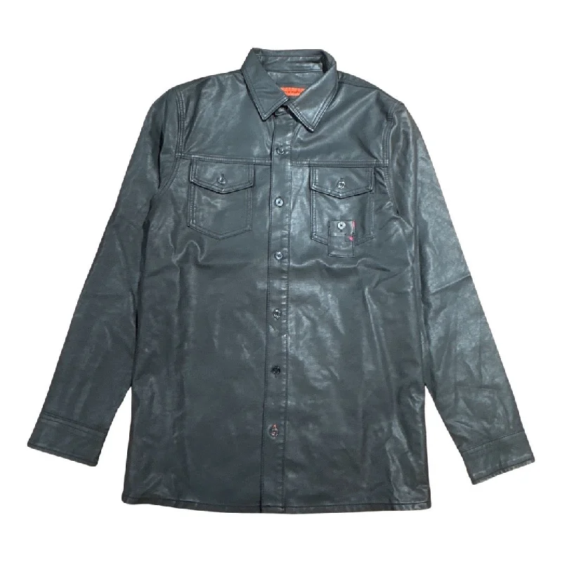 RareElement Black PU Leather Button-Up Shirt