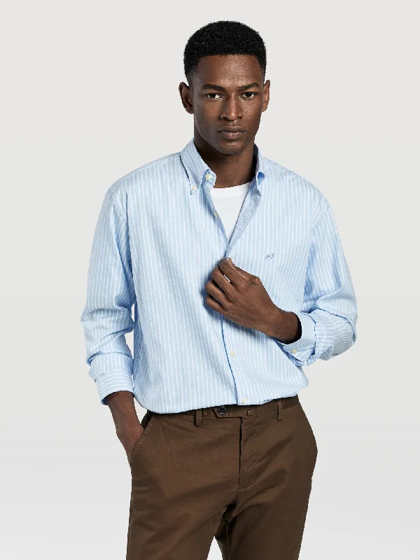 Regular fit 100%BCI cotton striped oxford shirt