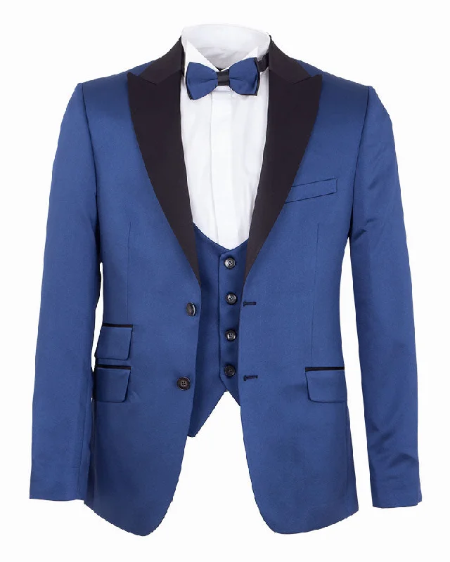 Royal Blue Contrasting Lapel Blazer & Waistcoat