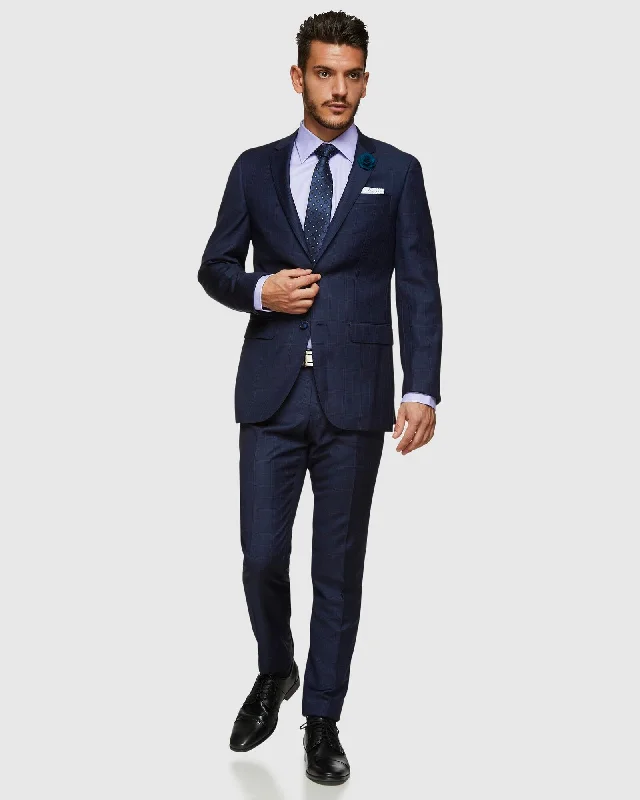 Savile Row Abram Pure Wool Navy Check Suit Set